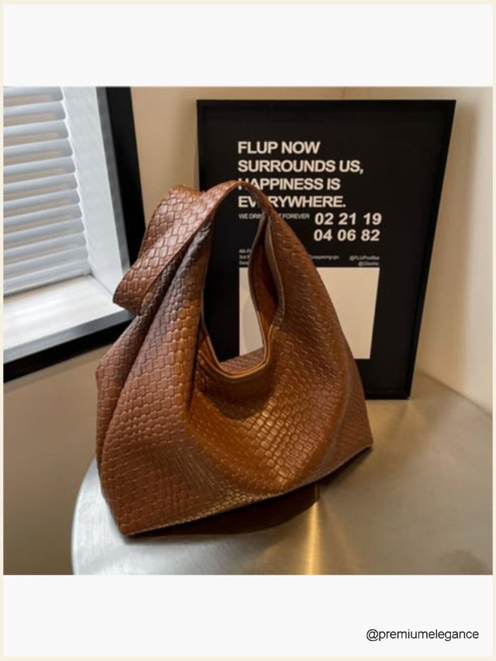 Women's Woven Hobo Tote, Large Capacity Faux Leather Shoulder Bag - Picture 3 of 7